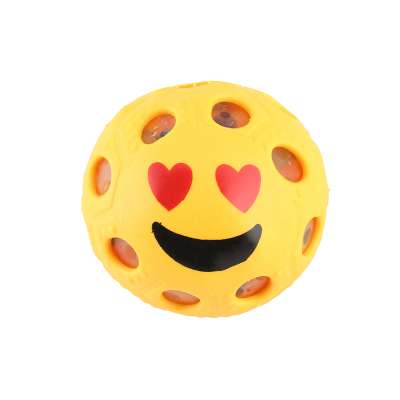 Wholesale round smile face promotional 5cm 6cm TPR sticky grape bead stress ball